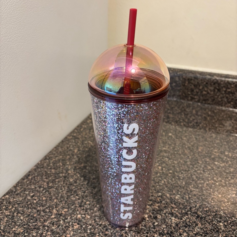 Starbucks Pink Party Tumbler with Glitter Finish